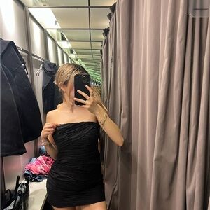 Zara Chic Black Strapless Dress